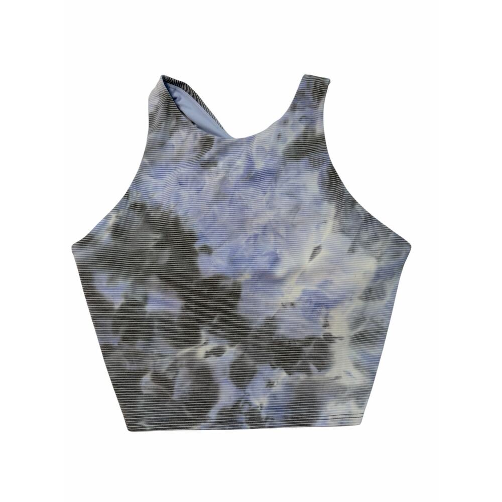 Athleta Conscious Crop Bra Longline Shelf Bra Periwinkle Cloudy Top Medium